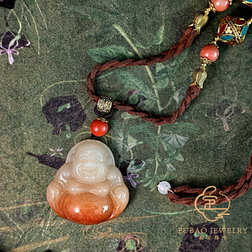 Amber Jade Maitreya Buddha Pendant