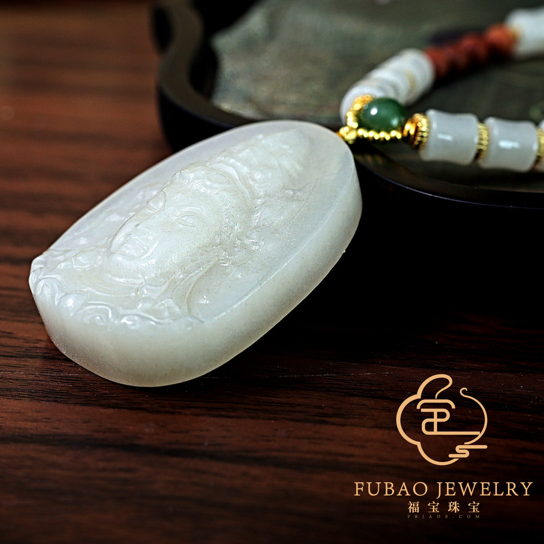 Moonlight White Jade Bodhisattva Pendant